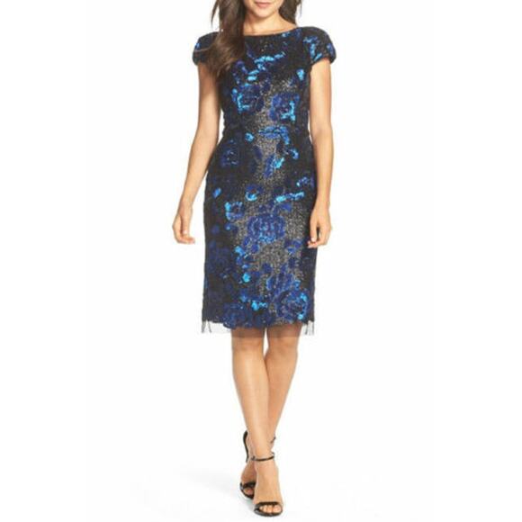 Vera Wang DRESS Sequin Bodycon Dress Cap Sleeve - 6 - Picture 1 of 7